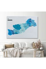 Mersin İli ve İlçeler Haritası Dekoratif Kanvas Tablo 1420