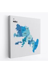 Muğla İli ve İlçeler Haritası Dekoratif Kanvas Tablo 1423