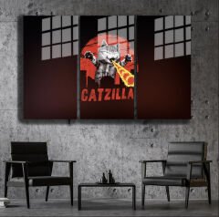 Ünlü Ressamlar ve Yapıtları Modern Yaşam Alanları İçin 3'lü Dikey Cam Tablo 841