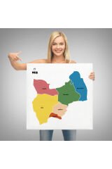 Muş İli ve İlçeler Haritası Dekoratif Kanvas Tablo 1425