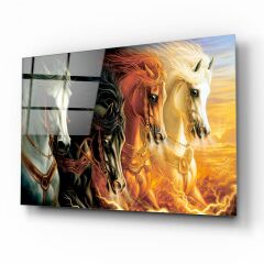 Koşan Atlar Cam Tablo Özel Tasarım Ofis, Mutfak Çocuk Odası, Salon Dekorasyon