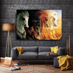 Koşan Atlar Cam Tablo Özel Tasarım Ofis, Mutfak Çocuk Odası, Salon Dekorasyon