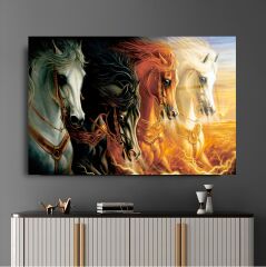 Koşan Atlar Cam Tablo Özel Tasarım Ofis, Mutfak Çocuk Odası, Salon Dekorasyon