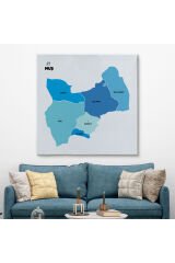 Muş İli ve İlçeler Haritası Dekoratif Kanvas Tablo 1426