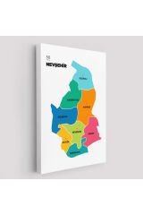 Nevşehir İli ve İlçeler Haritası Dekoratif Kanvas Tablo 1427