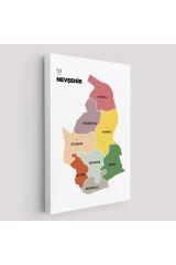 Nevşehir İli ve İlçeler Haritası Dekoratif Kanvas Tablo 1428