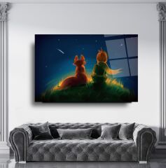 Küçük Prens Cam Tablo Özel Tasarım Ofis, Mutfak Çocuk Odası, Salon Dekorasyon