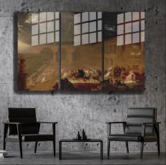 Ünlü Ressamlar ve Yapıtları Modern Yaşam Alanları İçin 3'lü Dikey Cam Tablo 850