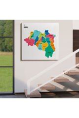 Ordu İli ve İlçeler Haritası Dekoratif Kanvas Tablo 1433
