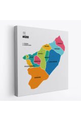 Rize İli ve İlçeler Haritası Dekoratif Kanvas Tablo 1439