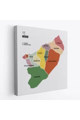 Rize İli ve İlçeler Haritası Dekoratif Kanvas Tablo 1440