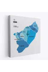 Rize İli ve İlçeler Haritası Dekoratif Kanvas Tablo 1441