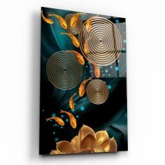 Gold Balıklar Cam Tablo Özel Tasarım Ofis, Mutfak Çocuk Odası, Salon Dekorasyon