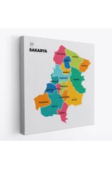 Sakarya İli ve İlçeler Haritası Dekoratif Kanvas Tablo 1442
