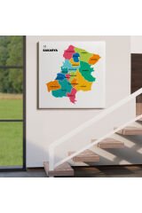 Sakarya İli ve İlçeler Haritası Dekoratif Kanvas Tablo 1442