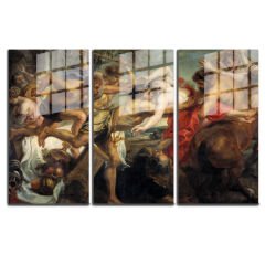 Ünlü Ressamlar ve Yapıtları Modern Yaşam Alanları İçin 3'lü Dikey Cam Tablo 862