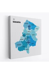 Sakarya İli ve İlçeler Haritası Dekoratif Kanvas Tablo 1444
