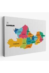 Samsun İli ve İlçeler Haritası Dekoratif Kanvas Tablo 1445