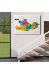 Samsun İli ve İlçeler Haritası Dekoratif Kanvas Tablo 1445