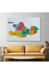 Samsun İli ve İlçeler Haritası Dekoratif Kanvas Tablo 1445