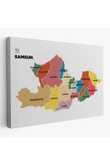 Samsun İli ve İlçeler Haritası Dekoratif Kanvas Tablo 1446