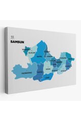 Samsun İli ve İlçeler Haritası Dekoratif Kanvas Tablo 1447