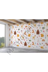 Doğa Hayvanları Temalı Öğretici Çocuk Odası Duvar Kağıdı-5714