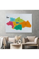 Siirt İli ve İlçeler Haritası Dekoratif Kanvas Tablo 1448