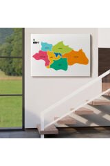 Siirt İli ve İlçeler Haritası Dekoratif Kanvas Tablo 1448