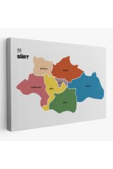 Siirt İli ve İlçeler Haritası Dekoratif Kanvas Tablo 1449