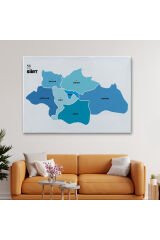 Siirt İli ve İlçeler Haritası Dekoratif Kanvas Tablo 1450 150 x 85