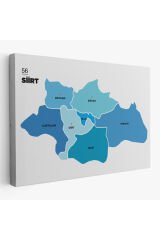 Siirt İli ve İlçeler Haritası Dekoratif Kanvas Tablo 1450 150 x 85