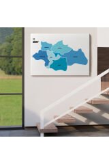 Siirt İli ve İlçeler Haritası Dekoratif Kanvas Tablo 1450 150 x 85