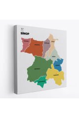 Sinop İli ve İlçeler Haritası Dekoratif Kanvas Tablo 1452