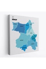 Sinop İli ve İlçeler Haritası Dekoratif Kanvas Tablo 1453