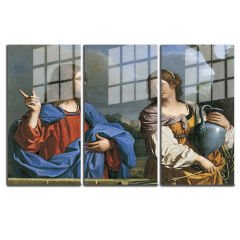 Ünlü Ressamlar ve Yapıtları Modern Yaşam Alanları İçin 3'lü Dikey Cam Tablo 872