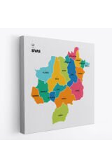 Sivas İli ve İlçeler Haritası Dekoratif Kanvas Tablo 1454