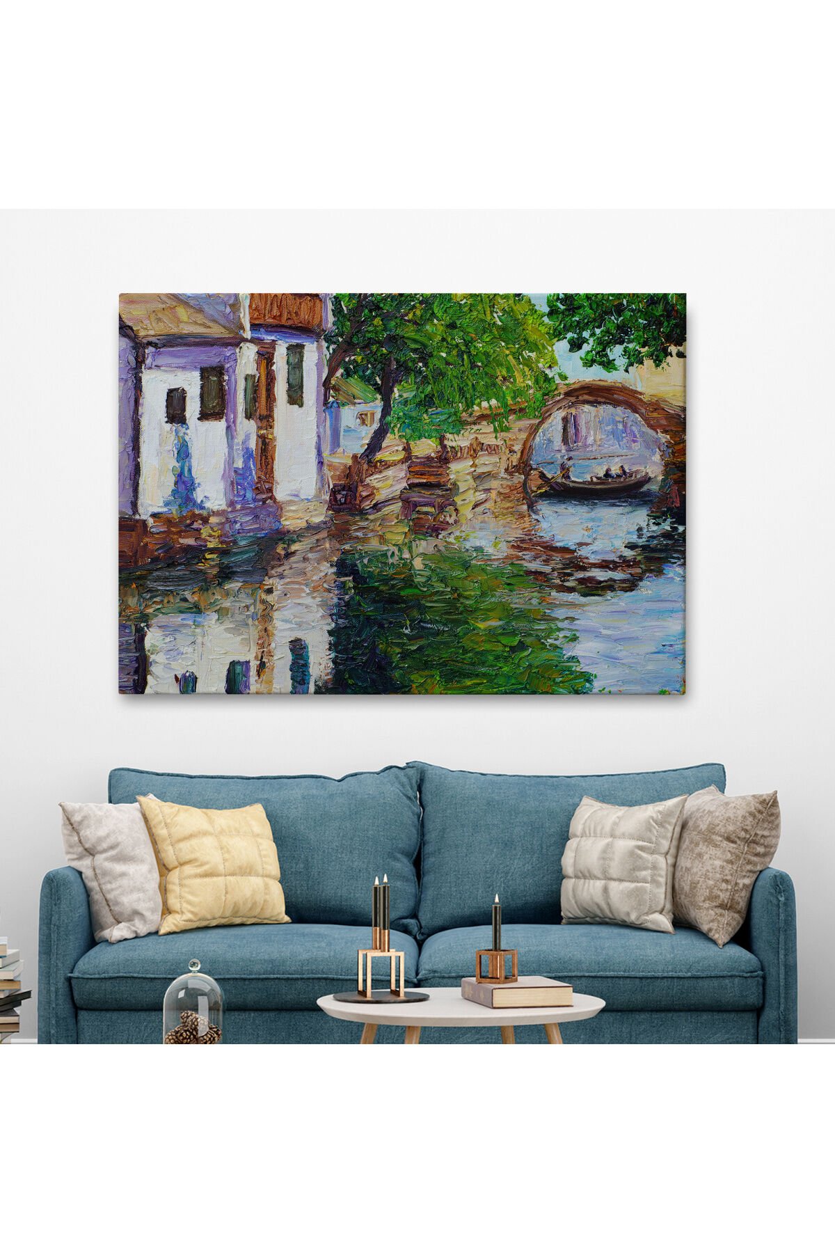 Yağlıboya Kanal Manzarası Dekoratif Kanvas Duvar Tablosu-3765