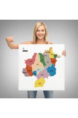 Sivas İli ve İlçeler Haritası Dekoratif Kanvas Tablo 1455