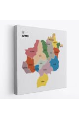 Sivas İli ve İlçeler Haritası Dekoratif Kanvas Tablo 1455