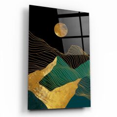 Gold Desenler Cam Tablo Özel Tasarım Ofis, Mutfak Çocuk Odası, Salon Dekorasyon