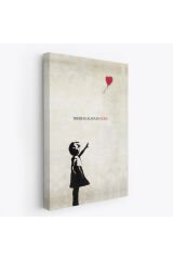 Banksy Kırmızı Balonlu Kız Dekoratif Modern Kanvas Tablo-4962