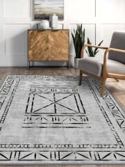 Vintage Desenli Halı, Pamuk Dokuma Pamuklu Taban Dekoratif Halı Kilim 3 - 60 x 100