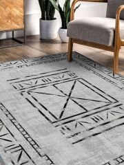 Vintage Desenli Halı, Pamuk Dokuma Pamuklu Taban Dekoratif Halı Kilim 3 - 60 x 100