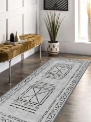 Vintage Desenli Halı, Pamuk Dokuma Pamuklu Taban Dekoratif Halı Kilim 3 - 60 x 100