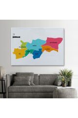 Şırnak İli ve İlçeler Haritası Dekoratif Kanvas Tablo 1460