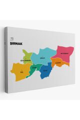 Şırnak İli ve İlçeler Haritası Dekoratif Kanvas Tablo 1460