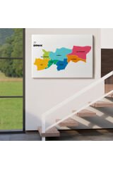 Şırnak İli ve İlçeler Haritası Dekoratif Kanvas Tablo 1460