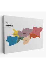 Şırnak İli ve İlçeler Haritası Dekoratif Kanvas Tablo 1461
