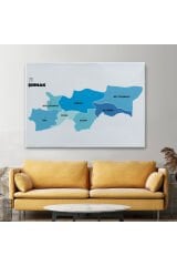 Şırnak İli ve İlçeler Haritası Dekoratif Kanvas Tablo 1462